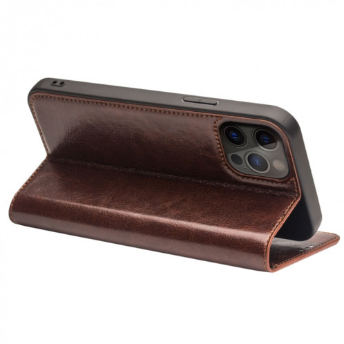 Horizontal Qialino Horizontal Toam Coating avec porte-carte et portefeuille pour iPhone 13 Pro Max (Brown) SQ204B1343-05