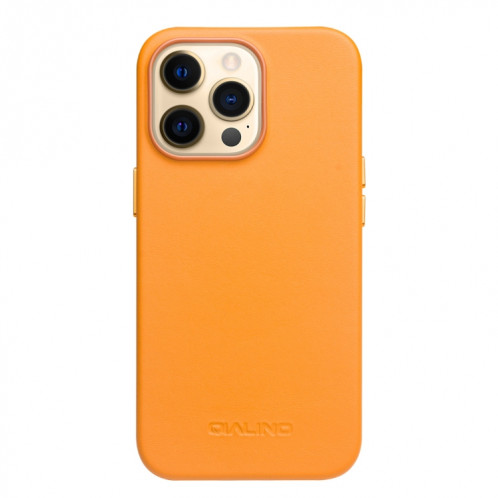 QIALINO NAPPA COWHHIDE MAGSafe Cas de protection magnétique pour iPhone 13 Pro (Orange) SQ503B1775-05