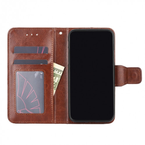 Texture cristalline Horizontal Flip Cuir Coating avec porte-cartes et portefeuille pour iPhone 13 Pro (Brown) SH503B917-07