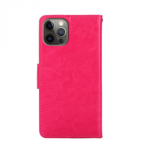 Texture cristalline Horizontal Flip Cuir Toot avec porte-carte et portefeuille pour iPhone 13 Pro (Rose Rouge) SH503D139-07