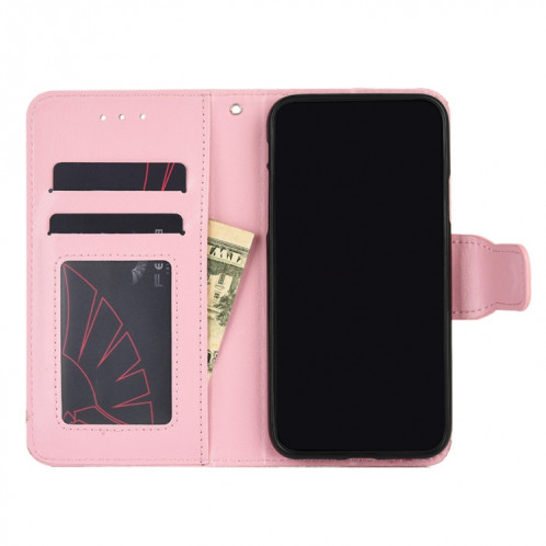 Texture cristalline Horizontal Flip Cuir Coating avec porte-cartes et portefeuille pour iPhone 13 Pro (rose) SH503F1862-07
