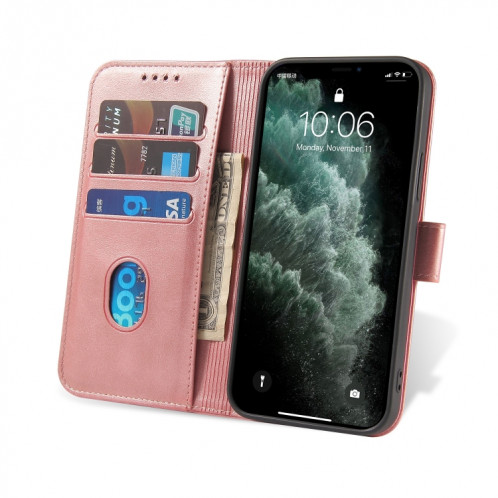 Calf Texture Boucle Horizontal Horizontal Toam Coating avec porte-cartes et portefeuille pour iPhone 13 Pro (Rose Gold) SH903D1186-08