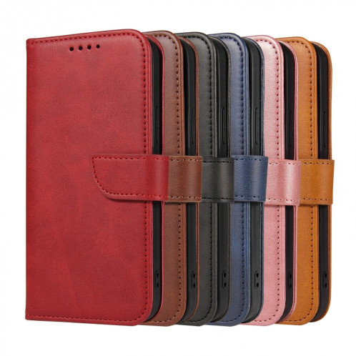 Calf Texture Boucle Horizontal Flip Cuir Coffret avec porte-cartes et portefeuille et portefeuille pour iPhone 13 Pro (rouge) SH903E1793-08