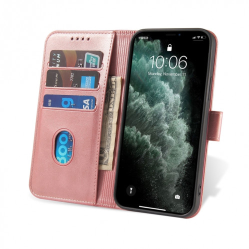 Calf Texture Boucle Horizontal Flip Cuir Coffret avec porte-cartes et portefeuille pour iPhone 13 Pro Max (Rose Gold) SH904D403-08