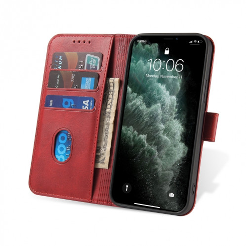 Calf Texture Boucle Horizontal Flip Cuir Toot avec porte-cartes et portefeuille pour iPhone 13 Pro Max (rouge) SH904E345-08