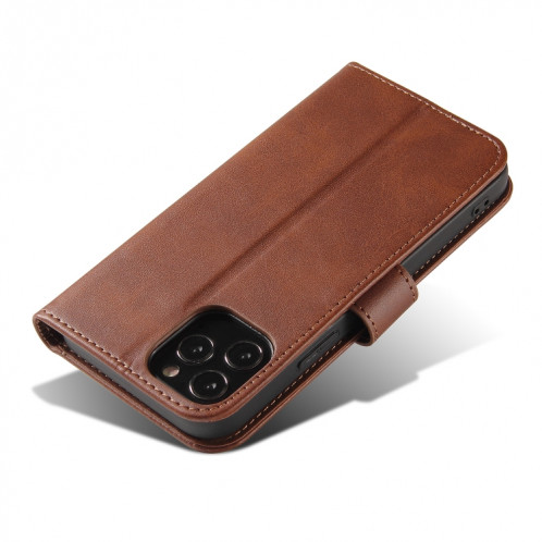 Calf Texture Boucle Horizontal Flip Cuir Coffret avec porte-cartes et portefeuille pour iPhone 13 Pro Max (Brown) SH904F626-08