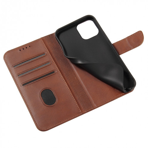 Calf Texture Boucle Horizontal Flip Cuir Coffret avec porte-cartes et portefeuille pour iPhone 13 Pro Max (Brown) SH904F626-08