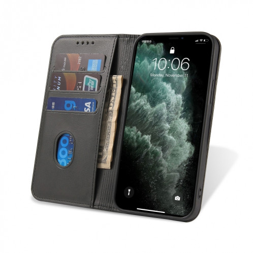 Cas de texture mollet Horizontal Horizontal Horizons avec porte-cartes et portefeuille pour iPhone 13 Pro (Noir) SH203A1237-08