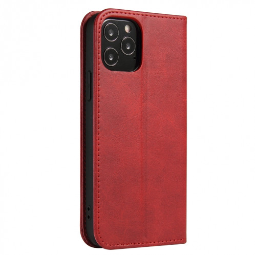 Texture de mollet Horizontal Horizontal Horizontal Boîtier avec porte-cartes et portefeuille pour iPhone 13 Pro (rouge) SH203B1512-08