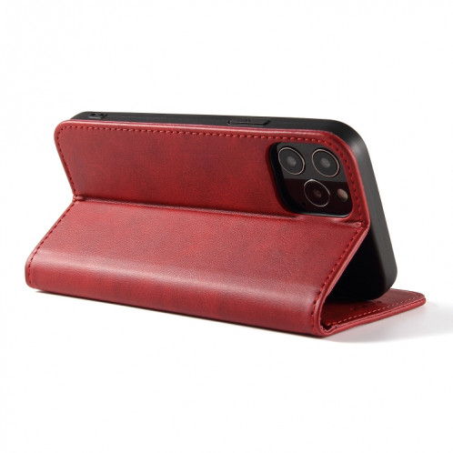 Texture de mollet Horizontal Horizontal Horizontal Boîtier avec porte-cartes et portefeuille pour iPhone 13 Pro (rouge) SH203B1512-08
