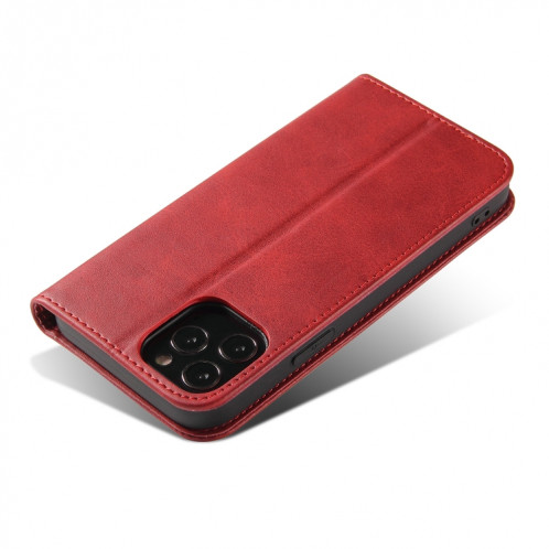 Texture de mollet Horizontal Horizontal Horizontal Boîtier avec porte-cartes et portefeuille pour iPhone 13 Pro (rouge) SH203B1512-08