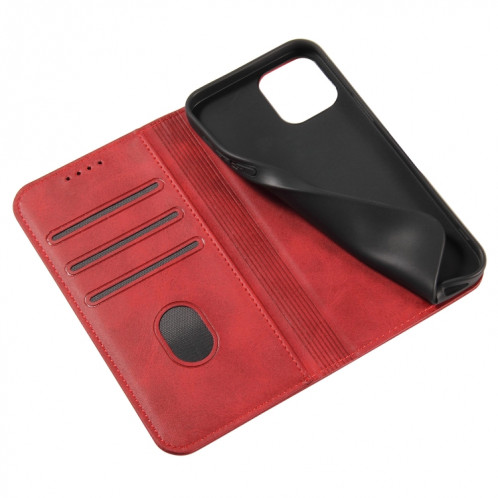 Texture de mollet Horizontal Horizontal Horizontal Boîtier avec porte-cartes et portefeuille pour iPhone 13 Pro (rouge) SH203B1512-08