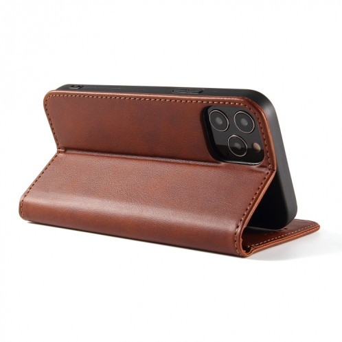 Texture de mollet Horizontal Horizontal Horizontal Boîtier avec porte-cartes et portefeuille pour iPhone 13 Pro (Brown) SH203C1254-08