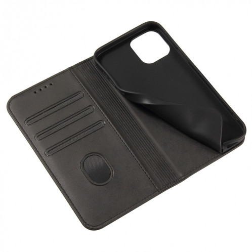 Texture de mollet Horizontal Horizontal Horizontal Boîtier avec porte-cartes et portefeuille pour iPhone 13 Pro Max (Noir) SH204A91-08