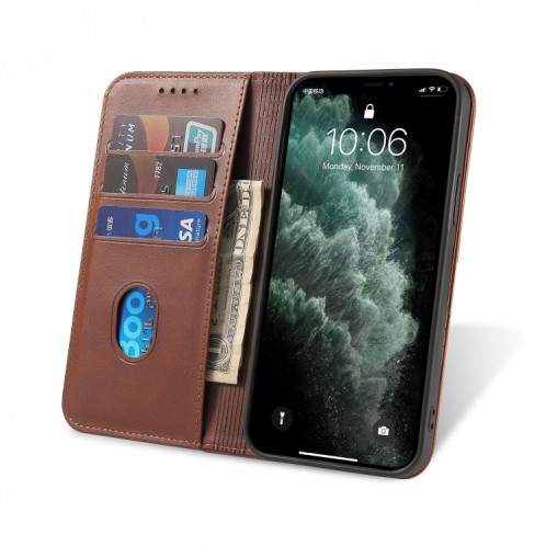 Texture mollet Horizontal Horizontal Horizontal Boîtier avec porte-cartes et portefeuille pour iPhone 13 Pro Max (Brown) SH204C562-08