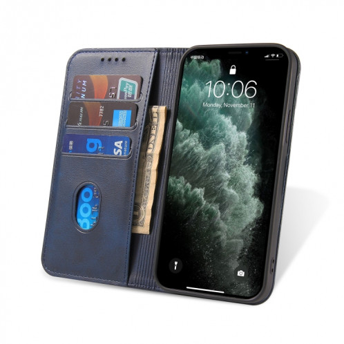 Texture mollet Horizontal Horizontal Horizontal Boîtier avec porte-cartes et portefeuille pour iPhone 13 Pro Max (Bleu) SH204D1699-08