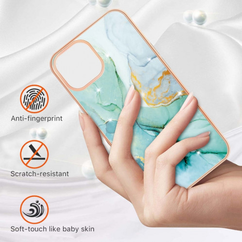 Motif de marbre électroplatant Dual-côté IMD TPU TPU Case antichoc pour iPhone 13 Pro (Green 003) SH003C1177-05
