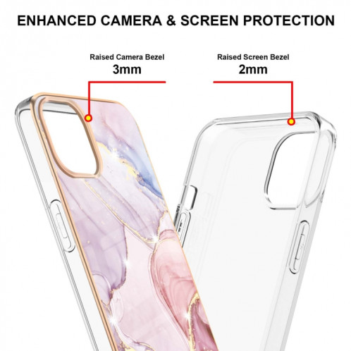 Cas d'antichoppes Dual-côté Dual-côté IMD pour iPhone 13 Pro Max (Rose Gold 005) SH004E1599-05