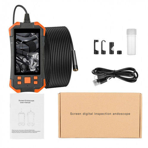 Y20 4,3 pouces IPS Color Color Screen 7.9mm Double Caméras Dual Câble dur Étanche Endoscope numérique, Longueur: 10m (Orange noire) SH704A1124-08