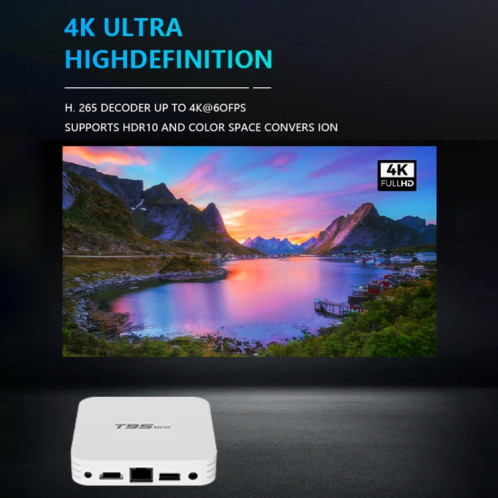 T95Mini 4K HD Network TV Boîte supérieure, Android 10.0, Allwinner H313 Quad Core 64 bits Cortex-A53, 1 Go + 8 Go, Support 2.4g WiFi, HDMI, AV, LAN, USB 2.0, UK Plug SH28031662-012