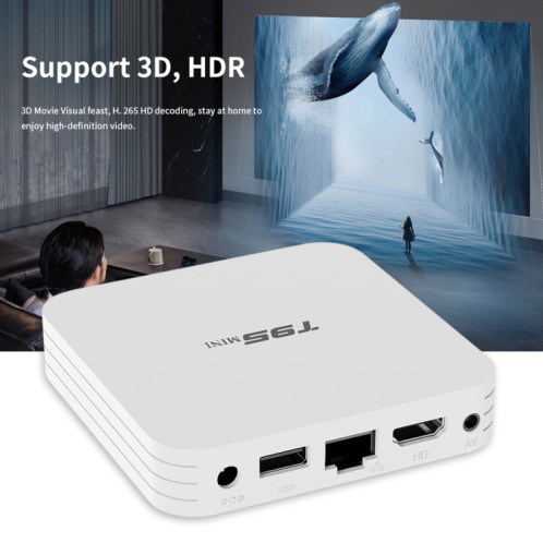 T95Mini 4K HD Network TV Boîte supérieure, Android 10.0, Allwinner H313 Quad Core 64 bits Cortex-A53, 1 Go + 8 Go, Support 2.4g WiFi, HDMI, AV, LAN, USB 2.0, UK Plug SH28031662-012