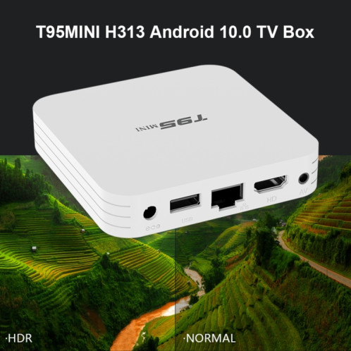 T95Mini 4K HD Network TV Boîte supérieure, Android 10.0, Allwinner H313 Quad Core 64 bits Cortex-A53, 1 Go + 8 Go, Support 2.4g WiFi, HDMI, AV, LAN, USB 2.0, UK Plug SH28031662-012