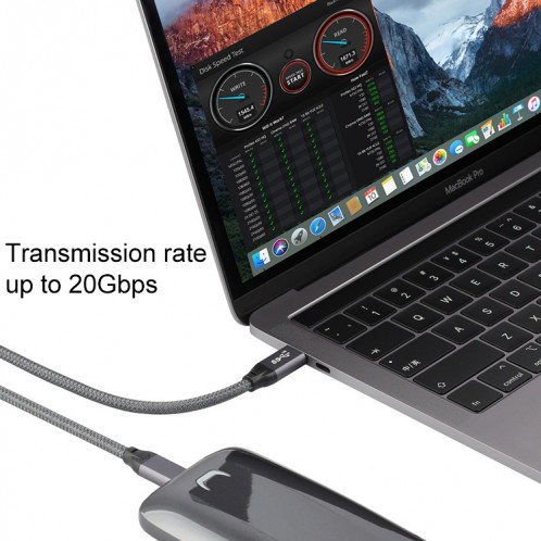 100W USB-C / TYPE-C Homme à USB-C / Type-C Câble de données Full-Fonction masculin avec marque électronique, longueur de câble: 2M SH26041385-07