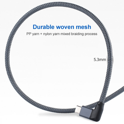 Coude USB-C / C / C Couche C / C sur USB-C / Type-C Câble de données Full-Fonction masculin avec marque électronique, longueur de câble: 0.5m SH2801719-07