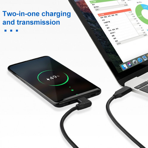 60W 3A USB-C / TYPE-C Homme à USB-C / Type-C Couble PD rapide Câble de courroie magique, Durée du câble: 0.5m SH32011988-07