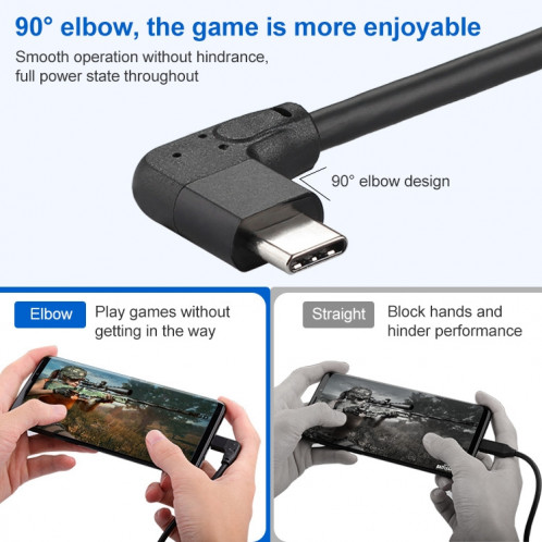 60W 3A USB-C / TYPE-C Homme à USB-C / Type-C ELBOW PD Fast Chargement rapide Câble de courroie magique, Longueur du câble: 2M SH3203848-07