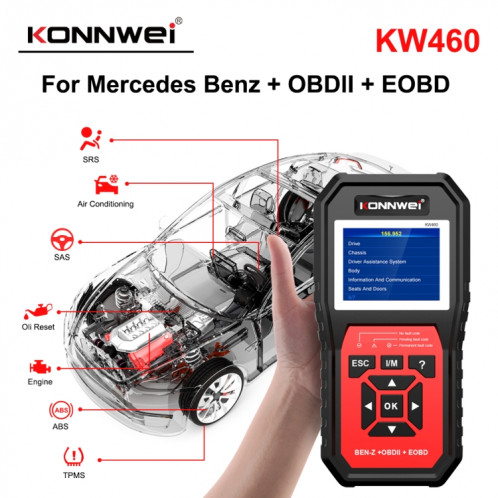 Konnwei KW460 voiture 2,8 pouces 12V DIAGNOSTIQUE DE DIAGNOSTIQUE DE DIAGNOSTIQUE DE DIAGNOSTIC SK11951176-09