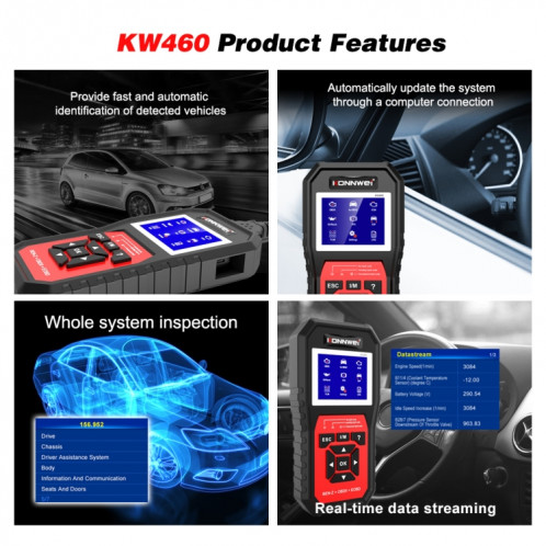 Konnwei KW460 voiture 2,8 pouces 12V DIAGNOSTIQUE DE DIAGNOSTIQUE DE DIAGNOSTIQUE DE DIAGNOSTIC SK11951176-09