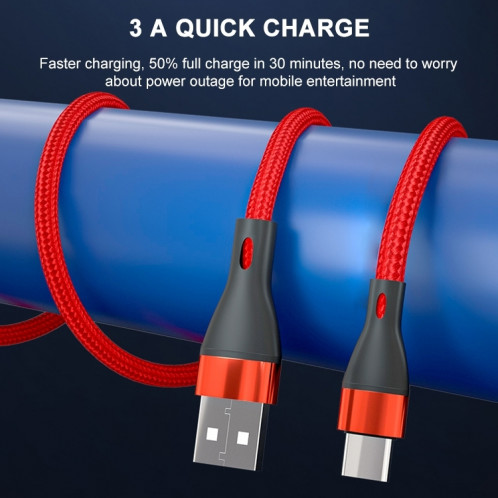 ADC-001 3A USB à USB-C / Type-C Type de chargement rapide Câble de données, longueur: 1m (noir) SH601A8-07