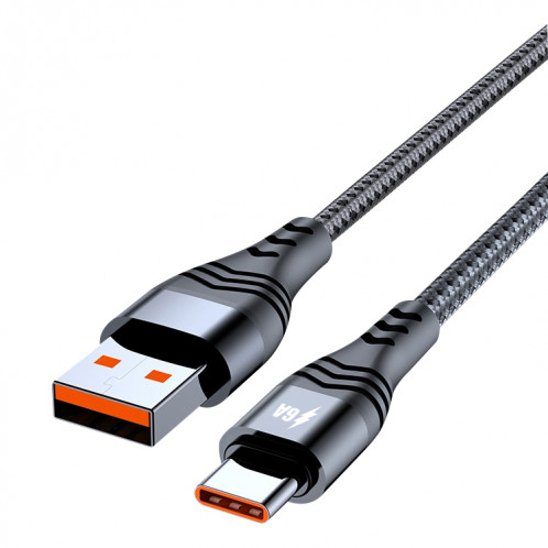ADC-005 6A USB vers USB-C / TYPE-C TEAVER Câble de données de charge rapide, longueur: 2m (noir) SH602A966-06