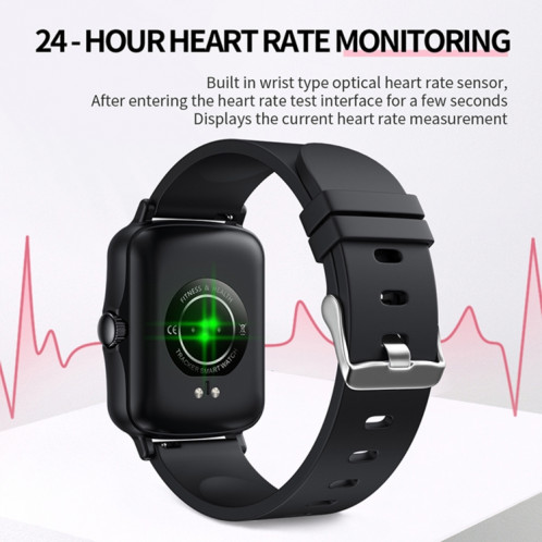 Ptone 1,44 pouce HD Touch Smreat IP67 Water Smart Watch, Support Surveillance du sommeil / Surveillance de la fréquence cardiaque / Surveillance de la pression artérielle (Noir) SH701B5-09