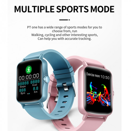 Ptone 1,44 pouces HD Touch Smreat IP67 Imperméable Smart Watch, Support Surveillance du sommeil / Surveillance de la fréquence cardiaque / Surveillance de la tension artérielle (bleu) SH701C844-09
