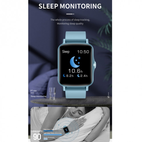 Ptone 1,44 pouce HD Touch Smreat IP67 Water Smart Watch, Support Surveillance du sommeil / Surveillance de la fréquence cardiaque / Surveillance de la pression artérielle (Noir) SH701B5-09