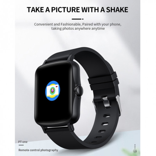 Ptone 1,44 pouce HD Touch Smreat IP67 Water Smart Watch, Support Surveillance du sommeil / Surveillance de la fréquence cardiaque / Surveillance de la pression artérielle (Noir) SH701B5-09