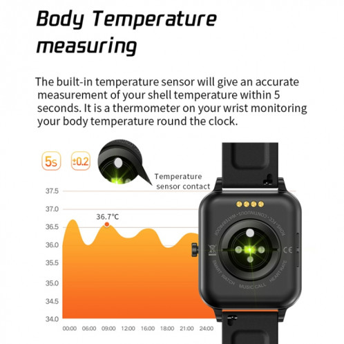 MX7 1,69 pouce IPS écran tactile IP68 Wather Watch Smart Watch, Support Surveillance du sommeil / Surveillance de la fréquence cardiaque / Appel Bluetooth / Surveillance de la température corporelle (argent) SH101D634-09