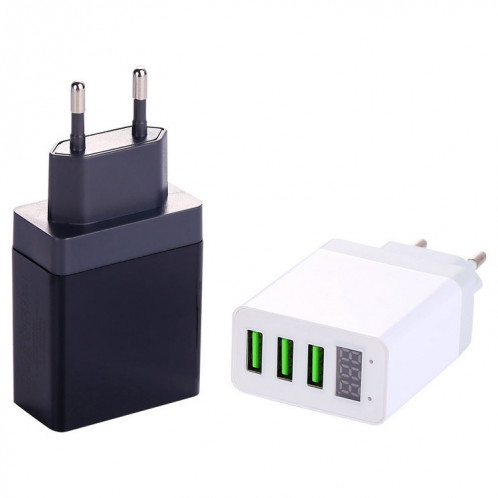 3 ports USB LED Présentation numérique Chargeur de voyage, Plug UE (Noir) SH701A421-07