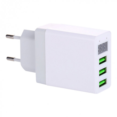 3 ports USB LED Présentation numérique Chargeur de voyage, Plug UE (blanc) SH701B1483-07
