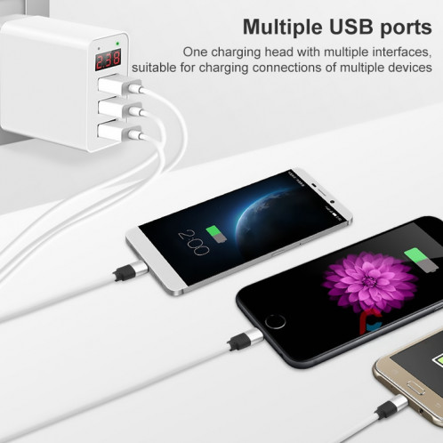 3 ports USB LED Présentation numérique Chargeur de voyage, Plug UE (Noir) SH701A421-07