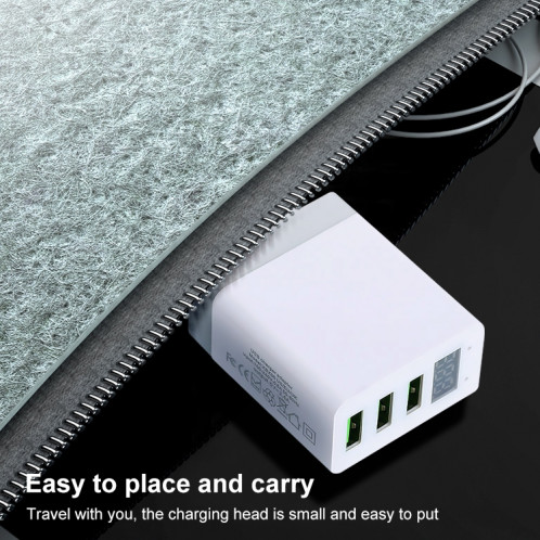 3 ports USB LED Présentation numérique Chargeur de voyage, Plug UE (blanc) SH701B1483-07