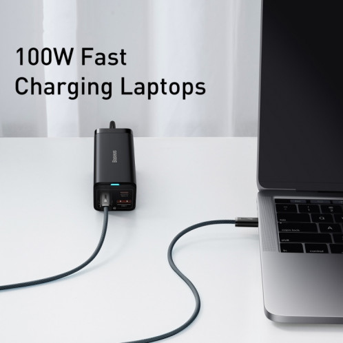 BASEUS CALD000216 Série dynamique 100W USB-C / TYPE-C sur le câble de données de charge rapide USB-C / C / C / C / C, Longueur du câble: 1m (bleu gris foncé) SB501C808-08