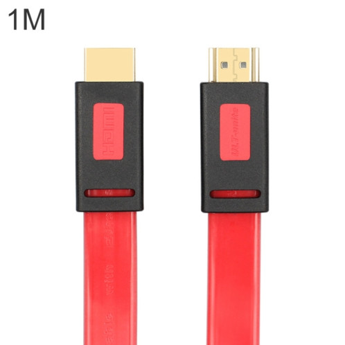 Câble plat HDMI plaqué or ultra HD ultra HD à ultra HD, longueur de câble: 1m (rouge transparent) SU501A1708-06