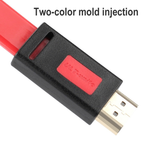 Câble plat HDMI plaqué or ultra HD ultra HD à ultra HD, longueur de câble: 1m (rouge transparent) SU501A1708-06