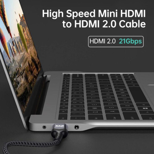 HDMI 2.0 Câble de tresses de tresses HDMI 2.0 mâle 4K Ultra-HD, longueur de câble: 1m (gris) SH801A744-07