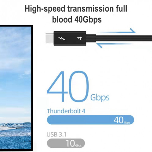 Câble de transmission multifonction masculin USB-C / type C / C / C / C / C / C / C / C / Thunderbolt 4, Longueur du câble: 1M (Noir) SH103A1050-06