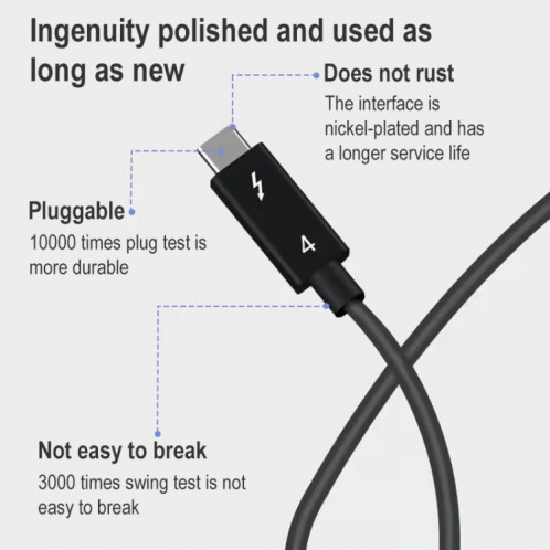 Câble de transmission multifonction masculin USB-C / type C / C / C / C / C / C / C / C / Thunderbolt 4, Longueur du câble: 1M (Noir) SH103A1050-06