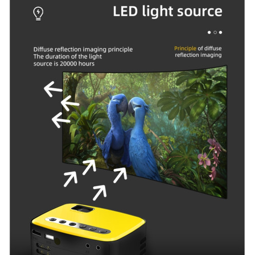 T20 320x240 400 Lumens Portable Home Cinéma LED HD Projecteur Numérique, Version de Base US Plug(Argent) SH201B267-09